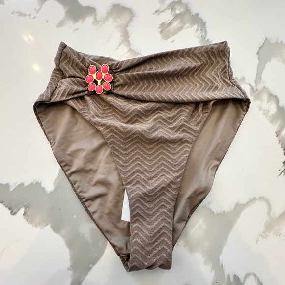 NWT Trina Turk SANDSTONE bathing suit bottom with embellishments. Size 6 - Picture 2 of 11